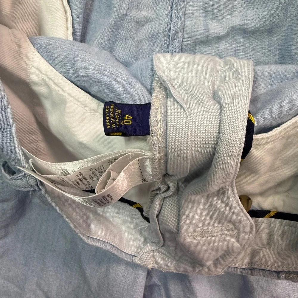 Polo Ralph Lauren Shorts‎ Men 40 Light Blue Classic Fit Linen Blend Golf